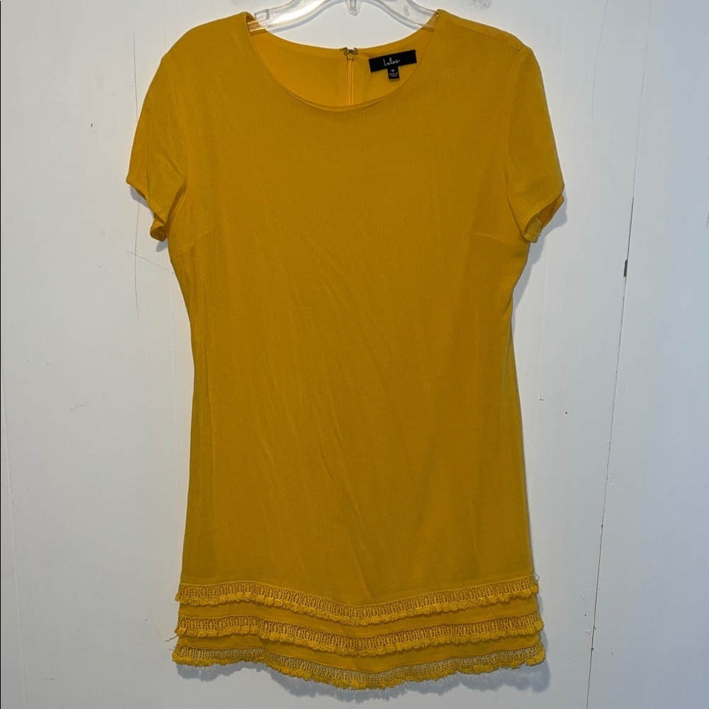 Lulus Women's Mustard Short Sleeve Mini Dress Size M 0321263